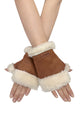 Faux Suede & Shearling Fingerless Gloves