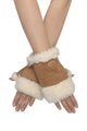 Faux Suede & Shearling Fingerless Gloves