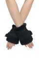 Faux Suede & Shearling Fingerless Gloves