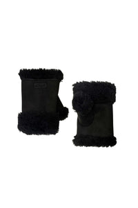 Faux Suede & Shearling Fingerless Gloves