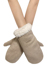 Faux Suede & Shearling Mittens