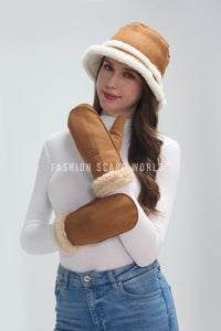 Faux Suede & Shearling Mittens
