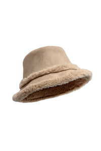 Faux Suede & Shearling Bucket Hat