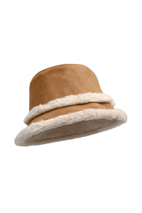 Faux Suede & Shearling Bucket Hat