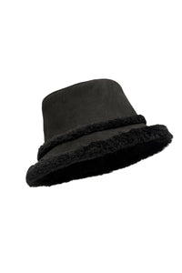 Faux Suede & Shearling Bucket Hat