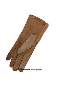 Faux Leather & Shearling Chevron Style Gloves