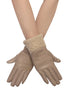 Faux Leather & Shearling Trim Gloves