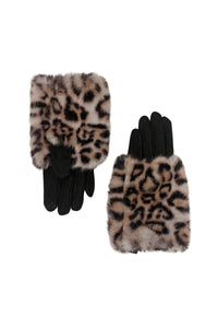 Luxe Faux Fur & Suede Leopard Print Gloves