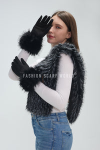 Faux Fur Buckle Pull Through Scarf