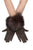 Faux Suede Plain Gloves with Faux Fur Trim