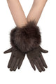 Faux Suede Plain Gloves with Faux Fur Trim