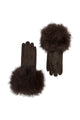 Faux Suede Plain Gloves with Faux Fur Trim