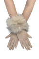 Faux Suede Plain Gloves with Faux Fur Trim