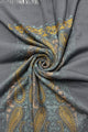 Intricate Paisley Panel Embroidered Wool Tassel Scarf