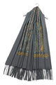 Intricate Paisley Panel Embroidered Wool Tassel Scarf