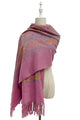 Intricate Paisley Panel Embroidered Wool Tassel Scarf