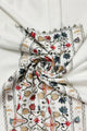 Tulip Print Embroidered Wool Tassel Scarf