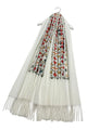 Tulip Print Embroidered Wool Tassel Scarf