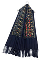 Tulip Print Embroidered Wool Tassel Scarf