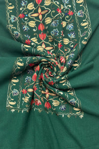 Tulip Print Embroidered Wool Tassel Scarf