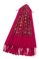 Tulip Print Embroidered Wool Tassel Scarf