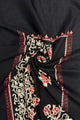 Rose Floral Panel Embroidered Wool Tassel Scarf