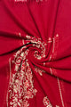 Rose Floral Panel Embroidered Wool Tassel Scarf