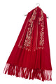 Rose Floral Panel Embroidered Wool Tassel Scarf