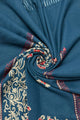 Rose Floral Panel Embroidered Wool Tassel Scarf