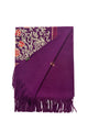 Rose Floral Panel Embroidered Wool Tassel Scarf
