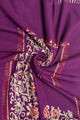 Rose Floral Panel Embroidered Wool Tassel Scarf