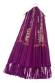 Rose Floral Panel Embroidered Wool Tassel Scarf