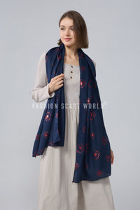 Red Poppy Foiled Print Scarf