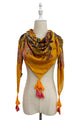 Enchanting Wildflower Print Square Tassel Scarf