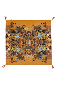 Enchanting Wildflower Print Square Tassel Scarf