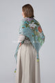 Enchanting Wildflower Print Square Tassel Scarf