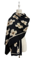 Chic Daisy Print Wool Frayed Scarf