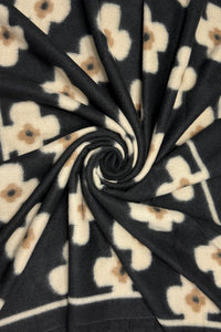 Chic Daisy Print Wool Frayed Scarf
