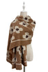 Chic Daisy Print Wool Frayed Scarf
