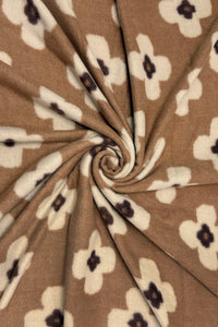 Chic Daisy Print Wool Frayed Scarf