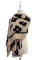 Chic Daisy Print Wool Frayed Scarf