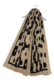 Chic Daisy Print Wool Frayed Scarf