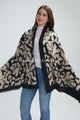 Abstract Floral Print Wool Frayed Scarf