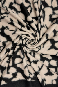 Abstract Floral Print Wool Frayed Scarf