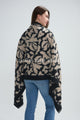 Abstract Floral Print Wool Frayed Scarf