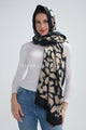 Abstract Floral Print Wool Frayed Scarf