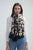 Abstract Floral Print Wool Frayed Scarf