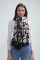 Abstract Floral Print Wool Frayed Scarf