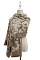 Abstract Floral Print Wool Frayed Scarf