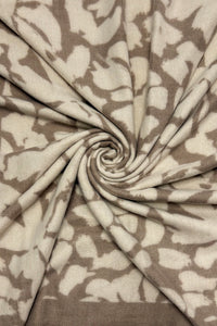Abstract Floral Print Wool Frayed Scarf